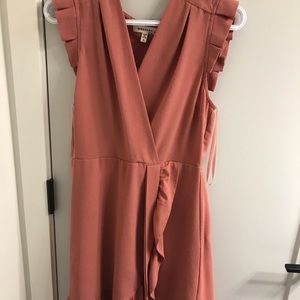 Faux pink wrap dress